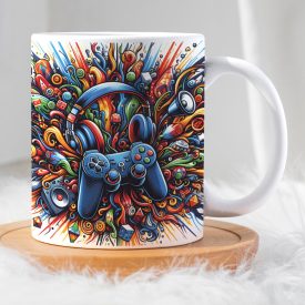 Gamer stílusú bögre – színes konzolos ajándékbögre