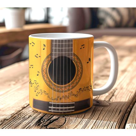 Gitár Mintás Kávés Bögre