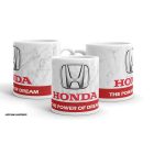 Honda logó the power of dreams felirattal piros sávos márvány mintás egyedi neves 360 fokos mintás bögre