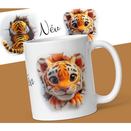 Tigrises bögre saját névvel 