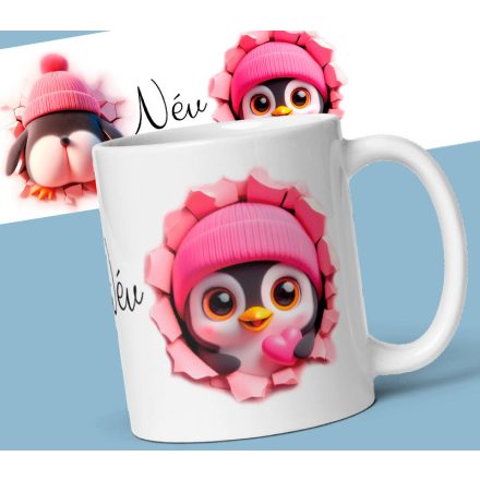 Pingvines bögre saját névvel 