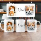  Egyedi névvel kérhető falból kibújó és átmászó cuki welsh corgi kiskutya mintás fehér kerámia gyerek bögre Név felirattal