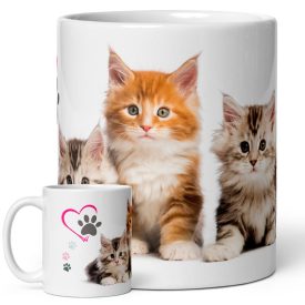 Cuki maine coon kiscicás mancsmintás egyedi neves gyerek és női bögre