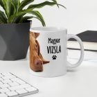 Lelógó fülű Magyar vizsla mintás egyedi neves mancsos kutyás bögre