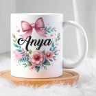 Anya virágos bögre masnival – ajándék édesanyáknak