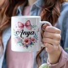 Anya virágos bögre masnival – ajándék édesanyáknak