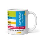 Soha ne add fel feliratú fehér kerámia bögre színes csíkokon szereplő pozitív megerősítésekkel és napi affirmációkkal.