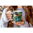 Ólomüveg pávás mintás bögre