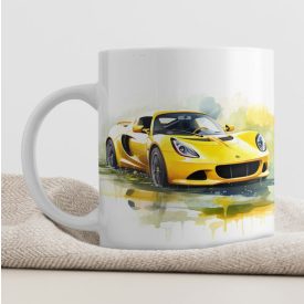 Lotus Elise sportautó akvarell hatással egyedi neves 360 fokos mintás bögre