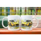 Lotus Elise sportautó akvarell hatással egyedi neves 360 fokos mintás bögre