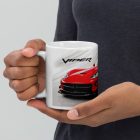  Tűzvörös dodge viper sportautó króm felnikkel és viper felirattal egyedi neves mintás fehér bögre