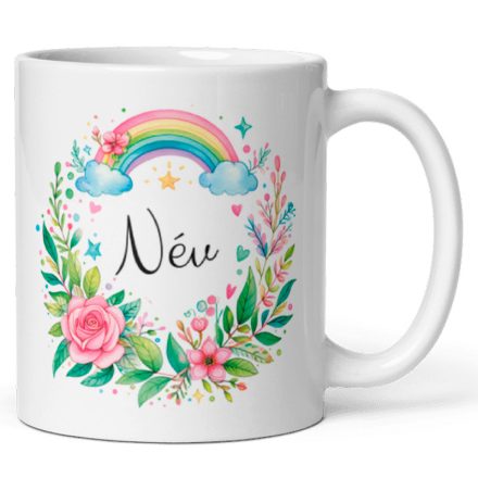 Virágos bögre névvel