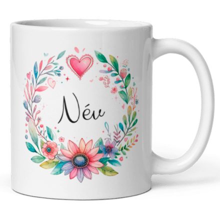 Virágos bögre névvel