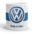 Volkswagen logó the car felirattal kék sávos márvány mintás egyedi neves 360 fokos mintás bögre