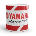 Yamaha logó revs your heart felirattal márvány mintás egyedi neves 360 fokos mintás bögre