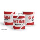 Yamaha logó revs your heart felirattal márvány mintás egyedi neves 360 fokos mintás bögre