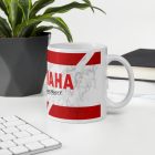 Yamaha logó revs your heart felirattal márvány mintás egyedi neves 360 fokos mintás bögre